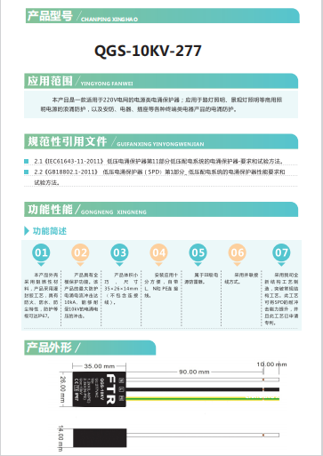 电涌保护器(QGS-10KV-277功能性能）